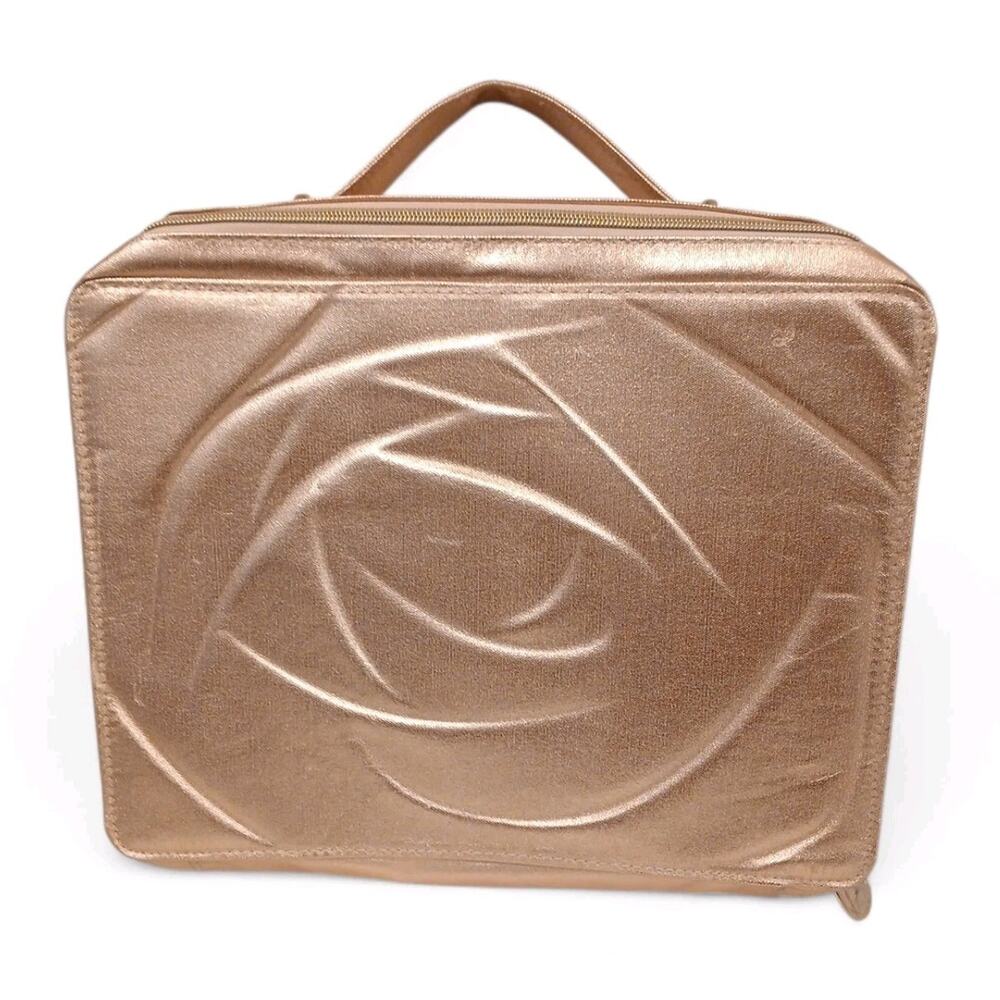Lancome Travel Case Soft Luggage Ipad Tote Handle Champagne Gold Multipurpose